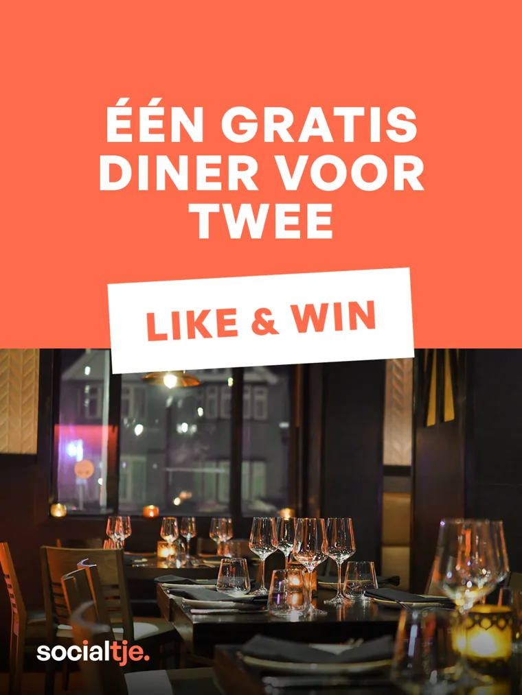 Post gemaakt met socialtje voor een restaurant: een gratis diner voor twee, like en win